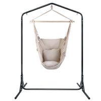Garden Outdoor Hammock Chair with Stand Hanging Hammock with Pillow Cream Kings Warehouse