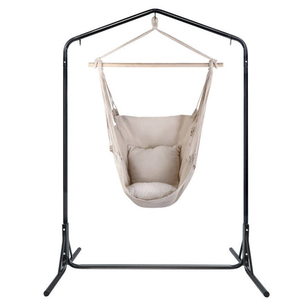 Garden Outdoor Hammock Chair with Stand Hanging Hammock with Pillow Cream Kings Warehouse