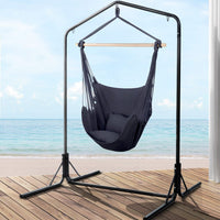 Garden Outdoor Hammock Chair with Stand Swing Hanging Hammock with Pillow Grey Kings Warehouse