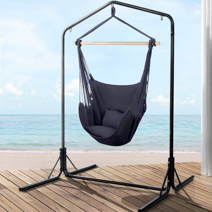 Garden Outdoor Hammock Chair with Stand Swing Hanging Hammock with Pillow Grey Kings Warehouse