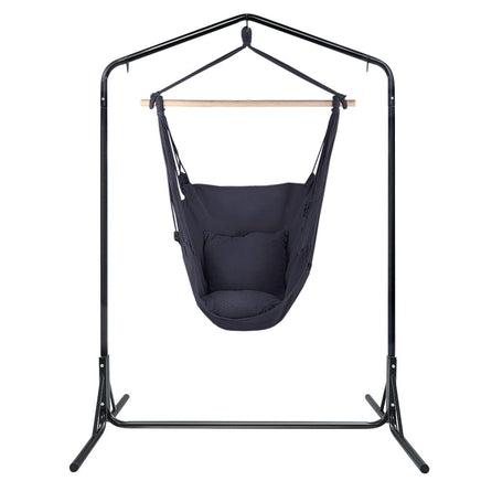 Garden Outdoor Hammock Chair with Stand Swing Hanging Hammock with Pillow Grey Kings Warehouse