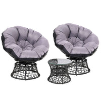 Garden Outdoor Lounge Setting Papasan Chairs Table Patio Furniture Wicker Black Kings Warehouse