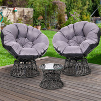 Garden Outdoor Lounge Setting Papasan Chairs Table Patio Furniture Wicker Black Kings Warehouse