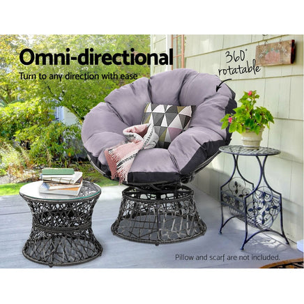 Garden Outdoor Lounge Setting Papasan Chairs Table Patio Furniture Wicker Black Kings Warehouse