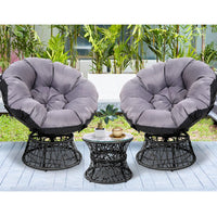 Garden Outdoor Lounge Setting Papasan Chairs Table Patio Furniture Wicker Black Kings Warehouse