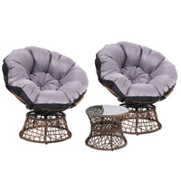 Garden Outdoor Lounge Setting Papasan Chairs Table Patio Furniture Wicker Brown Kings Warehouse