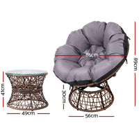 Garden Outdoor Lounge Setting Papasan Chairs Table Patio Furniture Wicker Brown Kings Warehouse