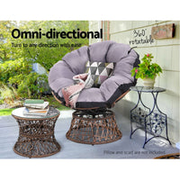 Garden Outdoor Lounge Setting Papasan Chairs Table Patio Furniture Wicker Brown Kings Warehouse
