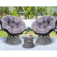 Garden Outdoor Lounge Setting Papasan Chairs Table Patio Furniture Wicker Grey Kings Warehouse