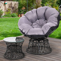 Garden Outdoor Papasan Chairs Table Lounge Setting Patio Furniture Wicker Black Kings Warehouse