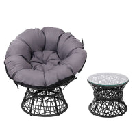Garden Outdoor Papasan Chairs Table Lounge Setting Patio Furniture Wicker Black Kings Warehouse