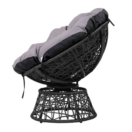 Garden Outdoor Papasan Chairs Table Lounge Setting Patio Furniture Wicker Black Kings Warehouse