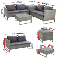 Garden Outdoor Sofa Furniture Garden Couch Lounge Set Patio Wicker Table Chairs garden supplies Kings Warehouse