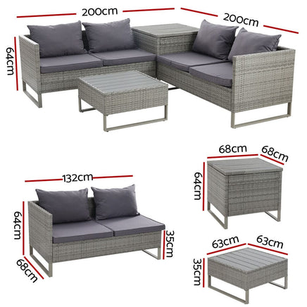 Garden Outdoor Sofa Furniture Garden Couch Lounge Set Patio Wicker Table Chairs garden supplies Kings Warehouse