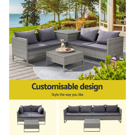 Garden Outdoor Sofa Furniture Garden Couch Lounge Set Patio Wicker Table Chairs garden supplies Kings Warehouse