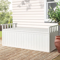 Garden Outdoor Storage Box Wooden Garden Bench 129cm Chest Tool Toy Sheds XL Kings Warehouse