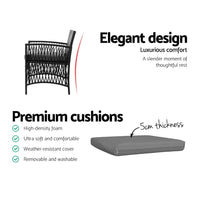 Garden Patio Furniture Outdoor Bistro Set Dining Chairs Setting 3 Piece Wicker garden supplies Kings Warehouse