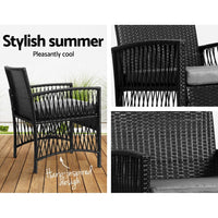 Garden Patio Furniture Outdoor Bistro Set Dining Chairs Setting 3 Piece Wicker garden supplies Kings Warehouse