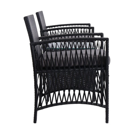 Garden Patio Furniture Outdoor Bistro Set Dining Chairs Setting 3 Piece Wicker garden supplies Kings Warehouse
