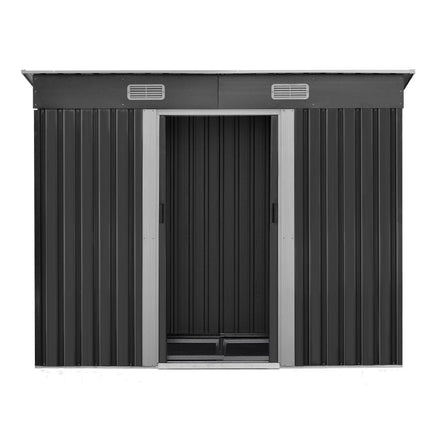 Garden Shed Outdoor Storage Sheds 2.38x1.31M Tool Metal Base House Grey garden sheds Kings Warehouse