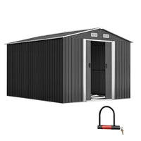 Garden Shed Outdoor Storage Sheds 2.6x3.9x2M Workshop Metal Base Grey garden sheds Kings Warehouse