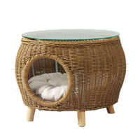 Garden Side Table Coffee Pet Bed Wicker Indoor Outdoor Furniture Patio Desk garden supplies KingsWarehouse