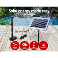 Garden Solar Pond Pump Powered Water Outdoor Submersible Fountains Filter 4.6FT Kings Warehouse