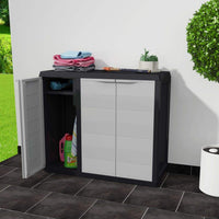 Garden Storage Cabinet with 2 Shelves Black and Grey Kings Warehouse 