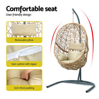 Garden Swing Chair Egg Hammock With Stand Outdoor Furniture Wicker Seat Yellow garden supplies Kings Warehouse