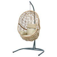 Garden Swing Chair Egg Hammock With Stand Outdoor Furniture Wicker Seat Yellow garden supplies Kings Warehouse