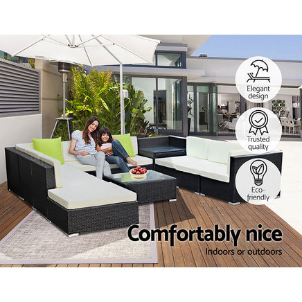 Gardeon 11PC Sofa Set with Storage Cover Outdoor Furniture Wicker Furniture > Outdoor Kings Warehouse
