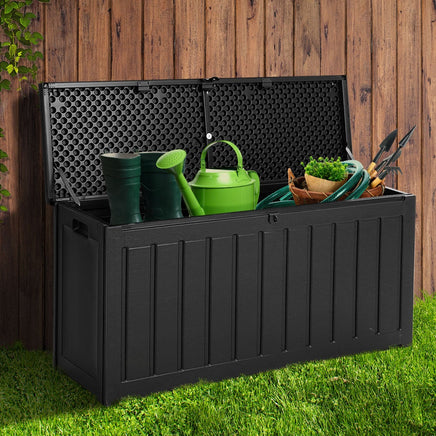 Gardeon 240L Outdoor Storage Box Lockable Bench Seat Garden Deck Toy Tool Sheds Storage Kings Warehouse