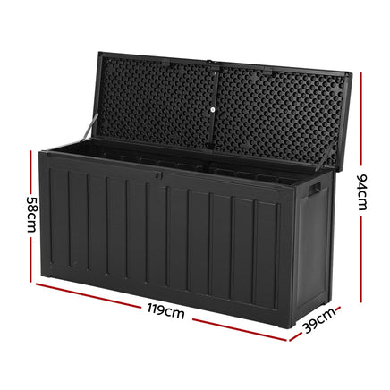 Gardeon 240L Outdoor Storage Box Lockable Bench Seat Garden Deck Toy Tool Sheds Storage Kings Warehouse
