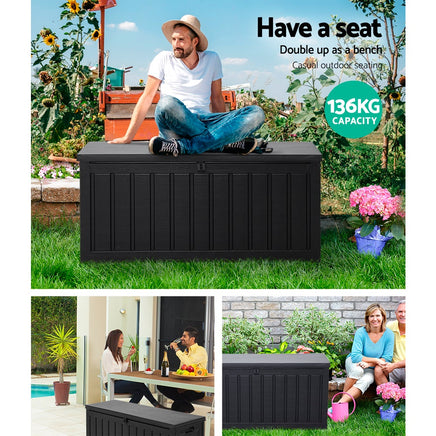 Gardeon 240L Outdoor Storage Box Lockable Bench Seat Garden Deck Toy Tool Sheds Storage Kings Warehouse