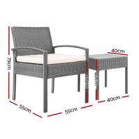Gardeon 3-piece Outdoor Set - Grey Furniture > Outdoor Kings Warehouse