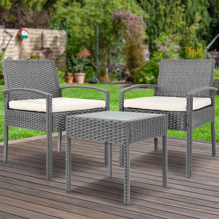 Gardeon 3-piece Outdoor Set - Grey Furniture > Outdoor Kings Warehouse