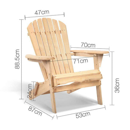 Gardeon 3 Piece Wooden Outdoor Beach Chair and Table Set Kings Warehouse