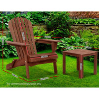 Gardeon 3PC Outdoor Setting Beach Chairs Table Wooden Adirondack Lounge Garden Kings Warehouse