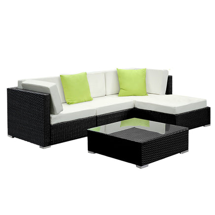 Gardeon 5PC Outdoor Furniture Sofa Set Wicker Garden Patio Pool Lounge Furniture > Outdoor Kings Warehouse