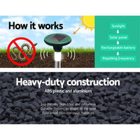 Gardeon 6X LED Solar Snake Repeller Pulse Plus Ultrasonic Pest Rodent Repellent Garden Tools Kings Warehouse