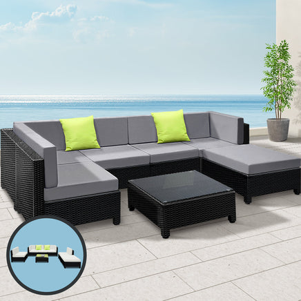 Gardeon 7PC Sofa Set Outdoor Furniture Lounge Setting Wicker Couches Garden Patio Pool Furniture > Outdoor Kings Warehouse