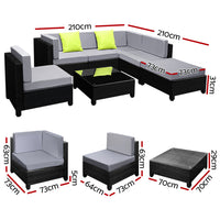Gardeon 7PC Sofa Set Outdoor Furniture Lounge Setting Wicker Couches Garden Patio Pool Furniture > Outdoor Kings Warehouse