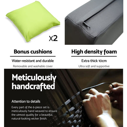 Gardeon 7PC Sofa Set Outdoor Furniture Lounge Setting Wicker Couches Garden Patio Pool Furniture > Outdoor Kings Warehouse