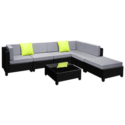 Gardeon 7PC Sofa Set Outdoor Furniture Lounge Setting Wicker Couches Garden Patio Pool Furniture > Outdoor Kings Warehouse