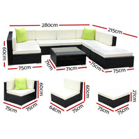 Gardeon 8PC Outdoor Furniture Sofa Set Wicker Garden Patio Pool Lounge Furniture > Outdoor Kings Warehouse