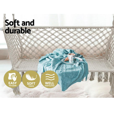 Gardeon Camping Hammock Chair Patio 2 Person Swing Hammocks Double Portable Cream Home & Garden Kings Warehouse