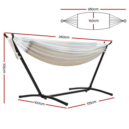 Gardeon Camping Hammock With Stand Cotton Rope Lounge Hammocks Outdoor Swing Bed Kings Warehouse