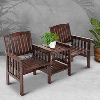 Gardeon Garden Bench Chair Table Loveseat Wooden Outdoor Furniture Patio Park Charcoal Brown Outdoor Furniture Kings Warehouse 