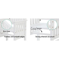 Gardeon Garden Bench Chair Table Loveseat Wooden Outdoor Furniture Patio Park White Kings Warehouse