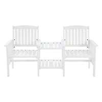 Gardeon Garden Bench Chair Table Loveseat Wooden Outdoor Furniture Patio Park White Kings Warehouse